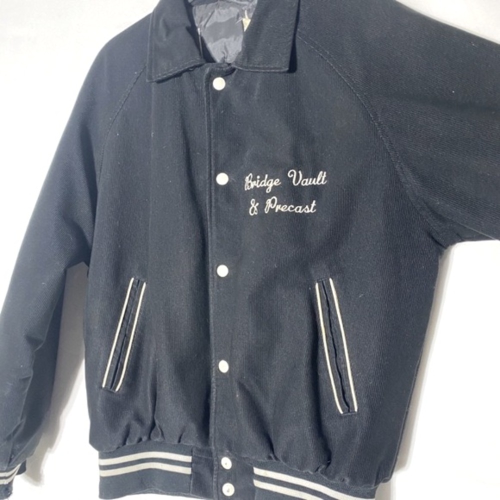 Vintage Black Textured Snap Front Bomber Style Light Jacket M - Picture 7 of 14